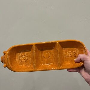 Grasslands road small pig BBQ Peace love ceramic serving dish organizer